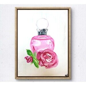 WS original rose perfume painting 14X11 canvas acrylic abstract modern wall art